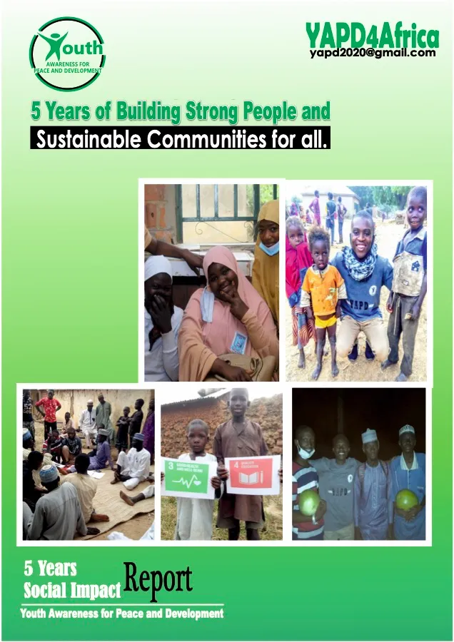 Cover of the YAPD4Africa 5 Years Social Impact Report